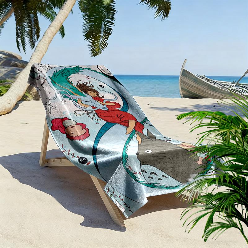 Chihiro 2D Flat Print Beach Towel, Large Soft Quick Dry Towel for Beach Camping SwimmingXSTJ0915465