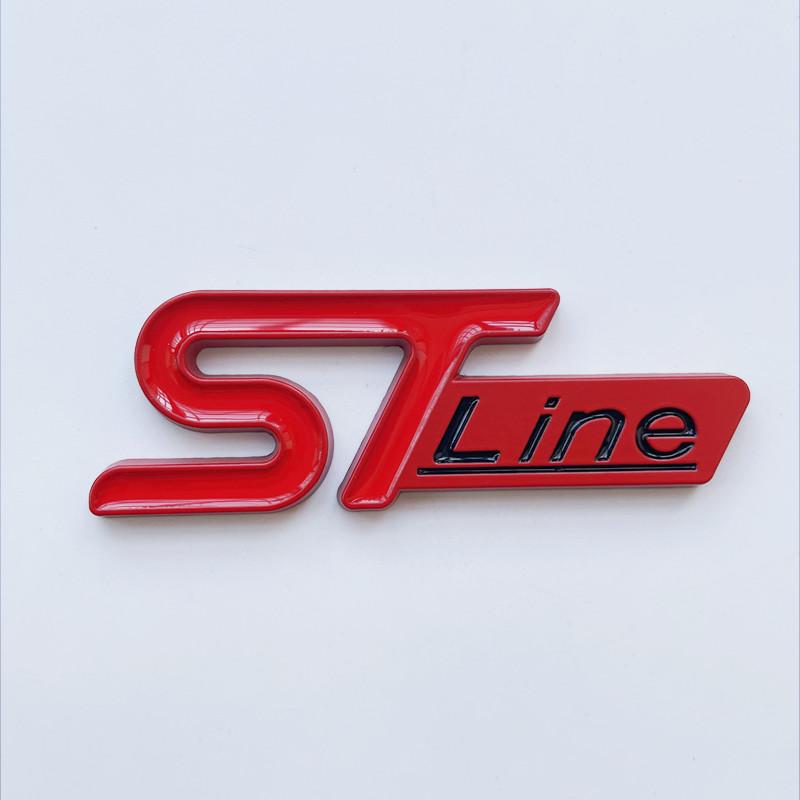 TQ0123D Metal ST Line Head Front Grille Car Trunk Emblem Badge Chrome Sticker For Ford Focus x 2 3 Kuga Fiesta Mondeo Auto Styling