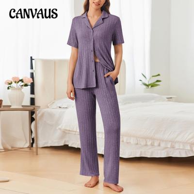 Большие размеры Женская осенняя домашняя одежда с короткими рукавами Брюки Кардиган Пижамный комплект с лацканами