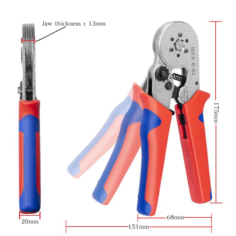 Инструменты для обжима наконечников проводов Клещи для обжима трубчатых наконечников HSC8 6-4 0,25-10 мм/6-6 0,25-6 мм Приспособления для электриков Наконечники проводов