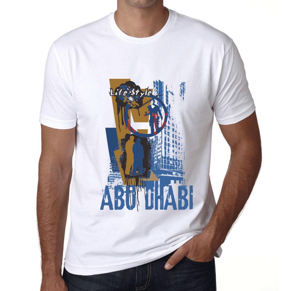 Men’s Vintage Tee Shirt Graphic T Shirt ABU Dhabi Lifestyle White