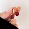Style Jewelry Accessories Ear Buckle Small Huggie Earrings Women Hoop Earrings Wine Red Earrings