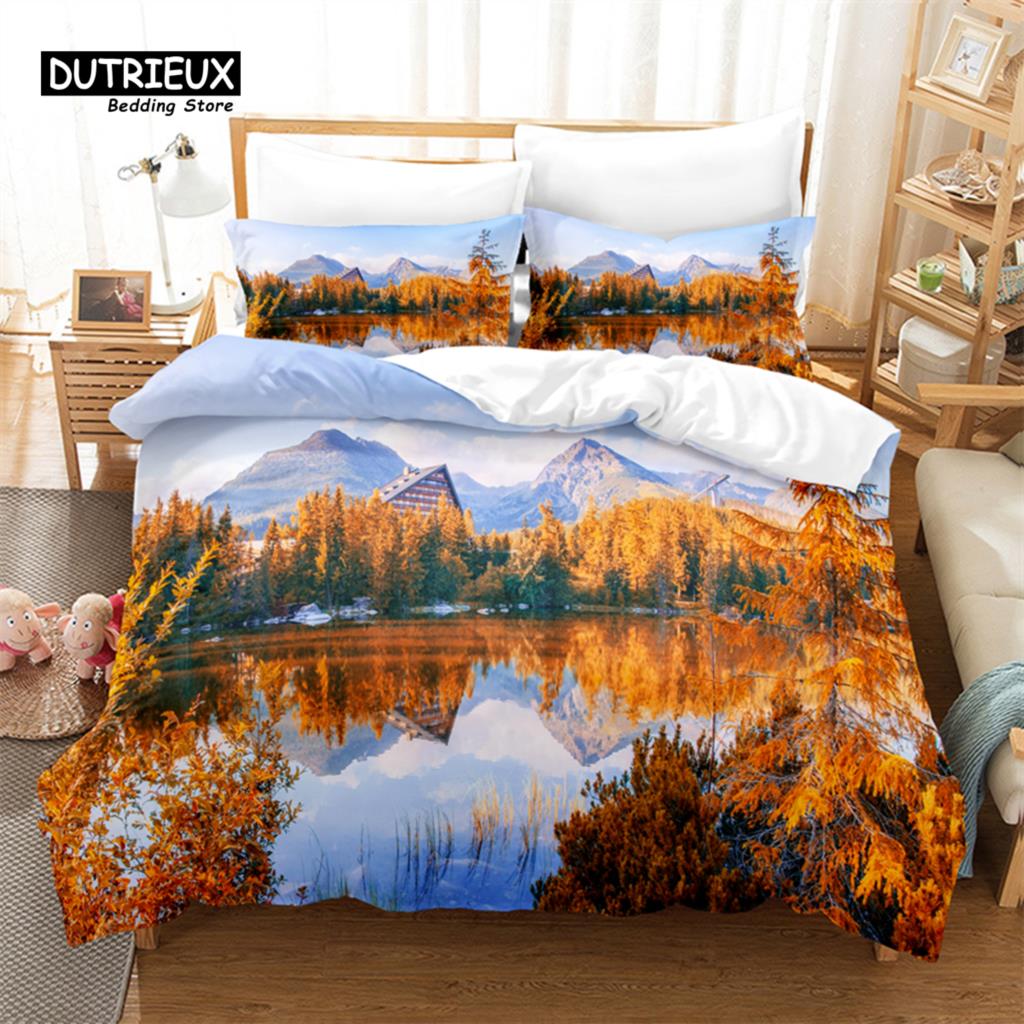 Комплект постельного белья Natural Scenery, комплект из 3 пододеяльников, мягкий, удобный, дышащий, для декора спальни и гостевой комнаты
