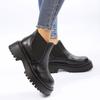 Fashion Chelsea Boots for Women 2024 PU Leather Ankle Booties Woman Punk Thick Bottom Slip On Combat Boots Black Chunky Platform Botas