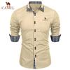 2024 Spring and Autumn New Fashion Men's Fashion Check Color Block Business Slim Fit Casual Shirt Embroidered Brand Long Sleeved Shirt