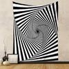 "Black and White Spiral Illusion Tapestry" Patterned Tapestry Decorative Wall Hanging, Home Bedroom Living Room Decor