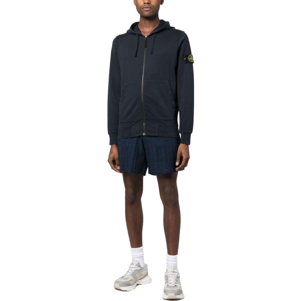 STONE ISLAND Мужской свитшот с капюшоном с микро-значком с логотипом SS23, однотонный, темно-синий 101564251-A0020