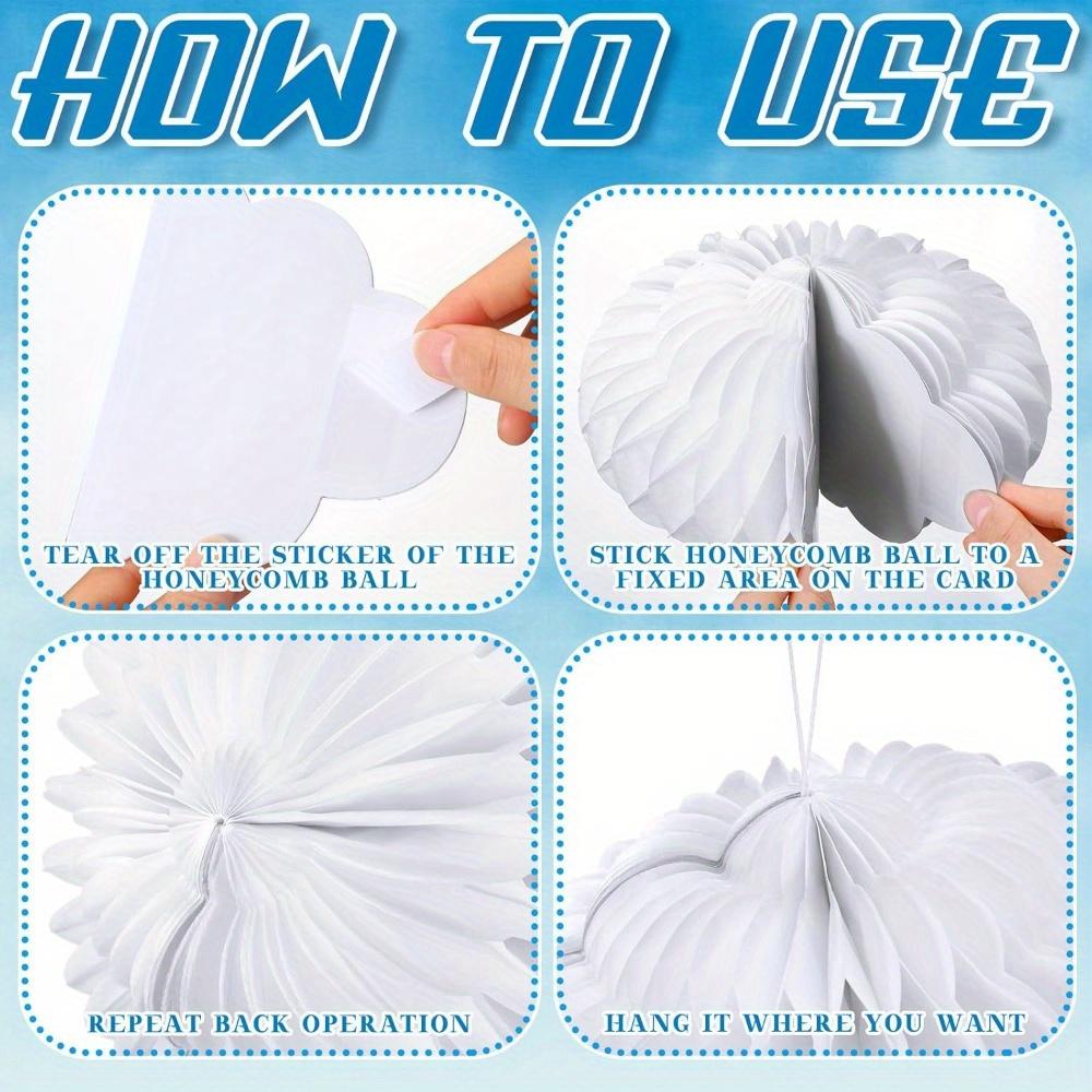 20 шт. Облачные украшения Подвесные помпоны из папиросной бумаги Сотовый декор Искусственные облачные украшения Облачные сотовые подвесные украшения