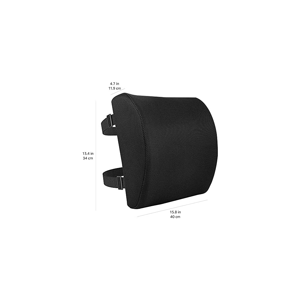 Basic Rectangular Backrest Cushion, Back Support Cushion for Office Desk Chairs, Memory Foam, Black