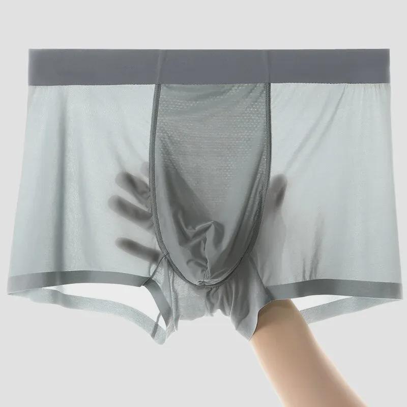 Мужские бесшовные трусы-боксеры Ice Silk – дышащие, удобные и легкие летние шорты с разрезом