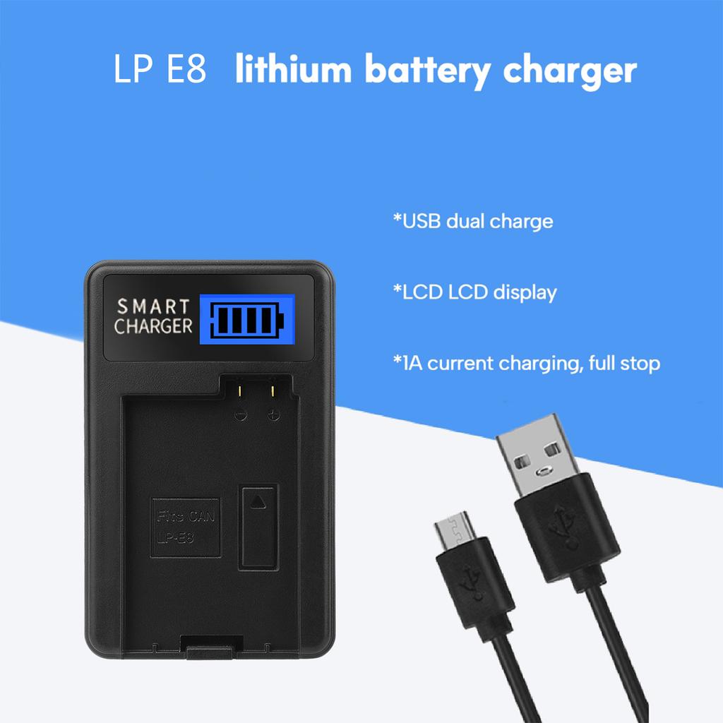 Зарядное устройство для аккумуляторов LP-E8 LPE8 LP E8 USB с ЖК-экраном, замена для EOS 550D EOS 600D EOS 650D EOS 700D