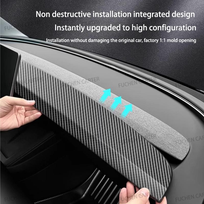 Instrument Panel Decorative Protection Strip for Tesla Model Y Juniper Model 3 Highland ABS Odorless Anti-Scratch Wear-Resistant