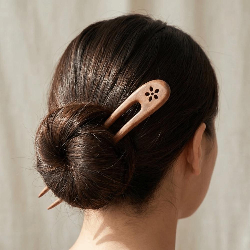 U Shaped Wooden Hair Sticks Handmade Ponytail Hair Bun Maker Delicate Hair Forks Hair Accessories