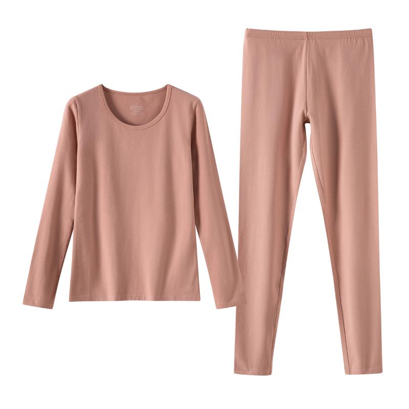 Женский комплект термобелья из хлопка с круглым вырезом, осень/зима, большой размер