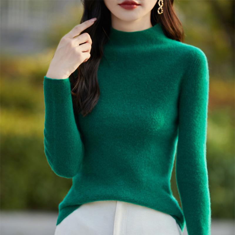 DAFIFY Women's Fashion Casual Fall Winter Solid Color Print Long Sleeve Half Turtleneck Sweaters