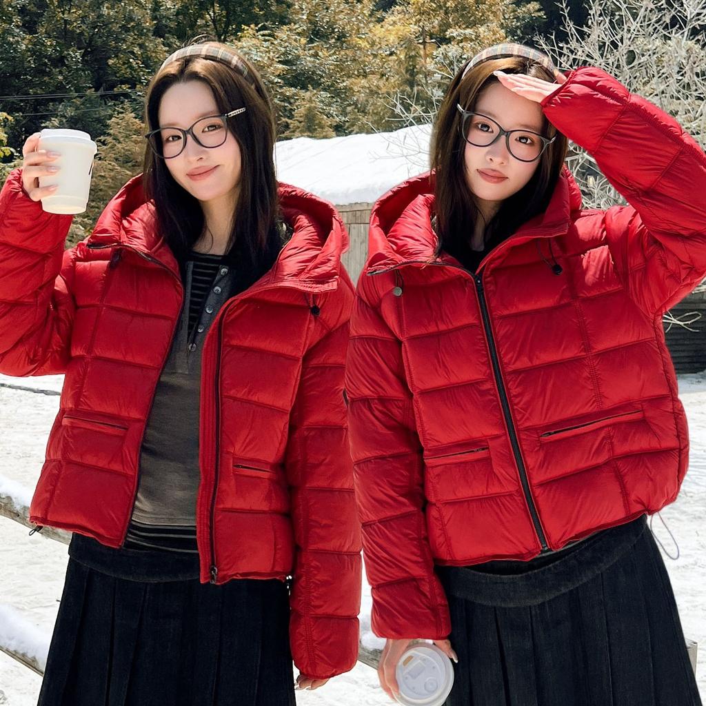 Hooded small ribs down cotton clothes women's short winter light armband warm loose bread clothes
