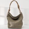 First Layer Cowhide Bucket Bag Female Tote Bag Twist Rope Soft Leather Retro Lazy Wind Underarm Bag Handbag