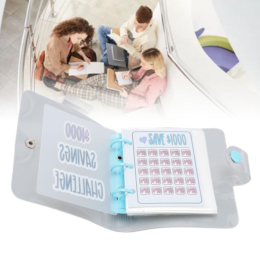 1000 сбережений Challenge Многоцелевой ПВХ многоразовый мини-бюджет с наклейкой для денег Ma