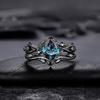 Ring Gun Black Inlaid Sea Blue Diamond Ring Engagement Jewelry Women