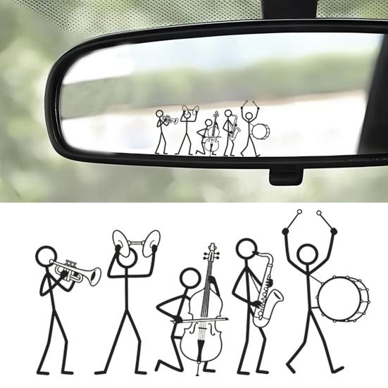 yangyizhi The Stick Figure Band Rearview Mirror Decal, Simple PVC Car Stickers, Self Adhesive Stickers for Window Fuel Tank Cover
