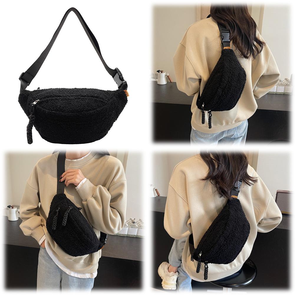 Зимние флисовые сумки через плечо Sherpa, осенняя мини-сумка на ремне через грудь, модная женская поясная сумка, маленькая боковая сумка, сумка-банан