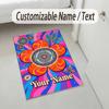Floral Mandala Theme Soft Crystal Velvet Rug Custom Name & Text Print Non Slip Floor Rug for Bedroom Living Room