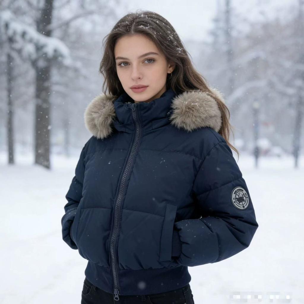Winter new American short waist thin cotton clothes jacket velvet thickened high waist versatile cotton clothes