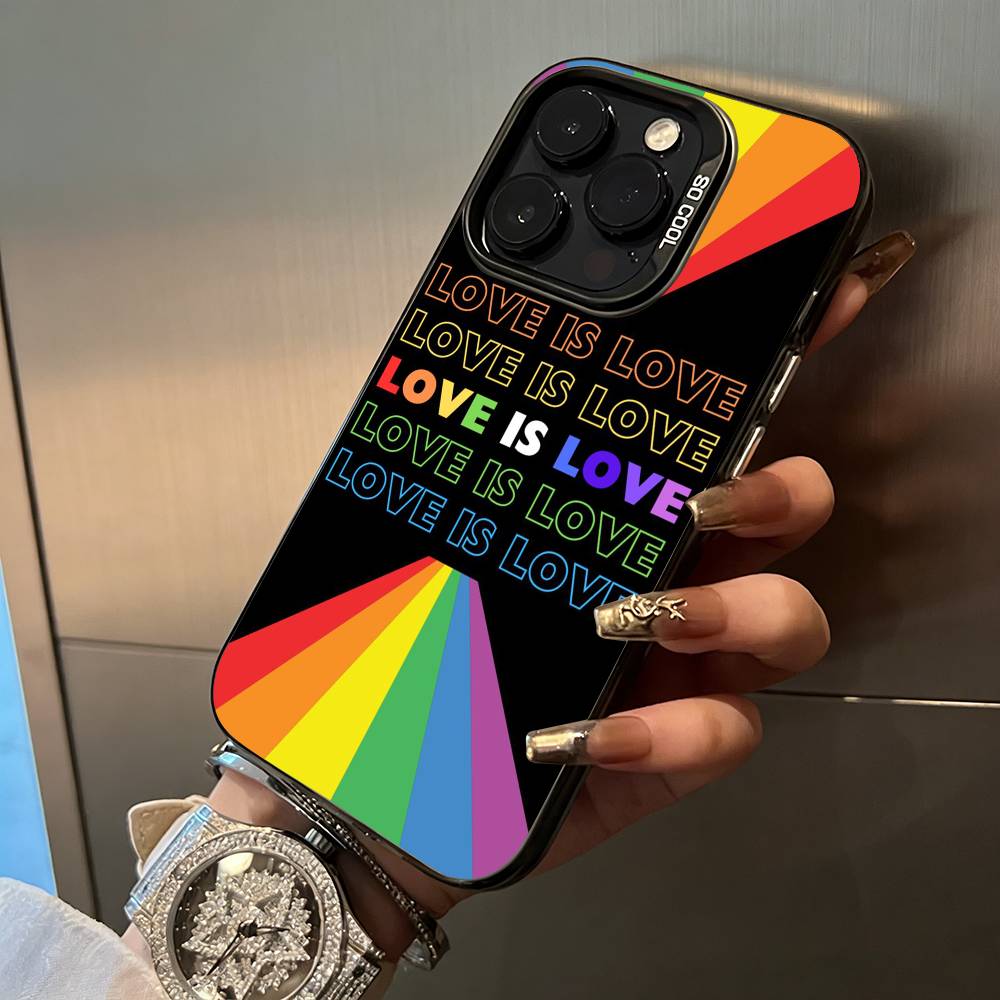 Lesbian LGBT Rainbow Pride For iPhone 17 16 15 14 13 12 11 Pro Max XS 17 Air Silicone Colored Silver Bumper Cover