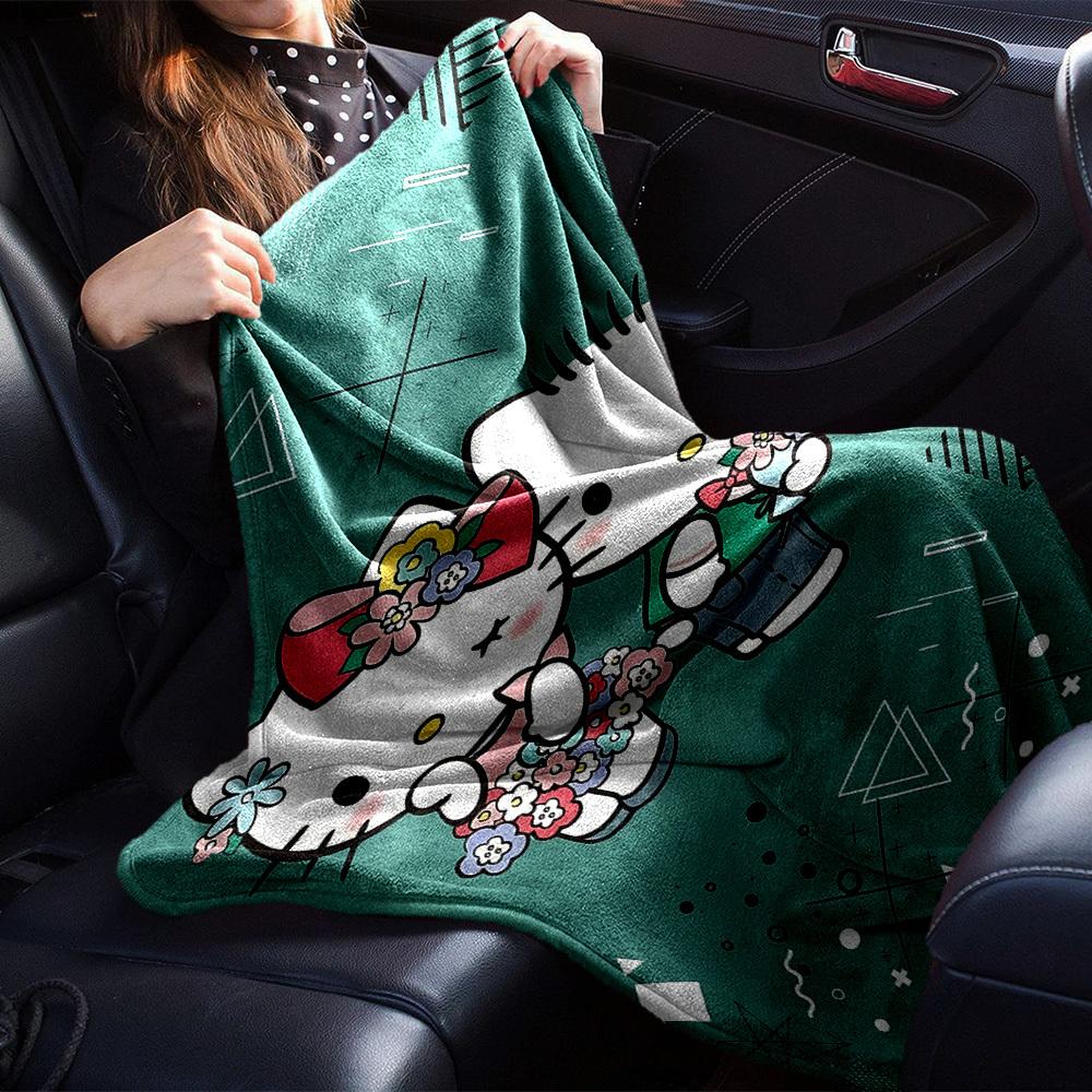 1 шт. Плед Hello Kitty с цветами Легкий фланелевый плед для дивана, кровати, путешествий, кемпинга, гостиной1197L