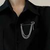 Trend Retro Chain Pin Brooch Street Fashionable Metal Decorative Hip Hop Suit Accessories