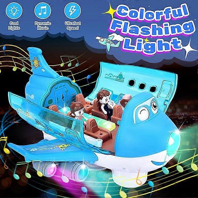 Aeroplane Toys for Toddlers, Electric Toy Airliner Plane 360 Rotating Airplane Vehicles with Light and Music, Electric Aircraft Toy Gift for Kids 3 4
