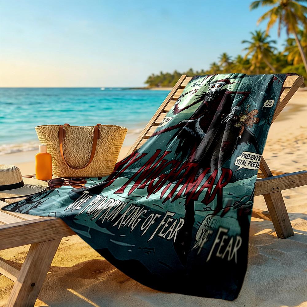 Christmas Nightmare Beach Towel Super Soft & Absorbent Comfortable Lightweight Perfect for Traveling Yoga Camping and Swimming