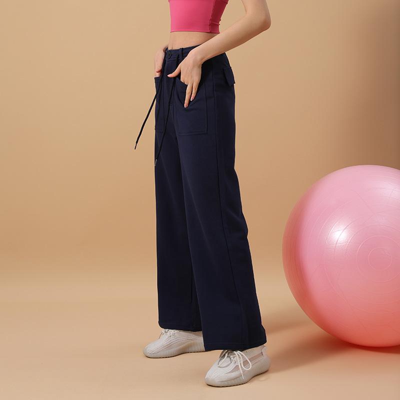 Прямые широкие спортивные штаны на шнурке, женские, весна и осень, для бега, быстросохнущие, спортивные штаны, свободные повседневные брюки, тонкие спортивные штаны