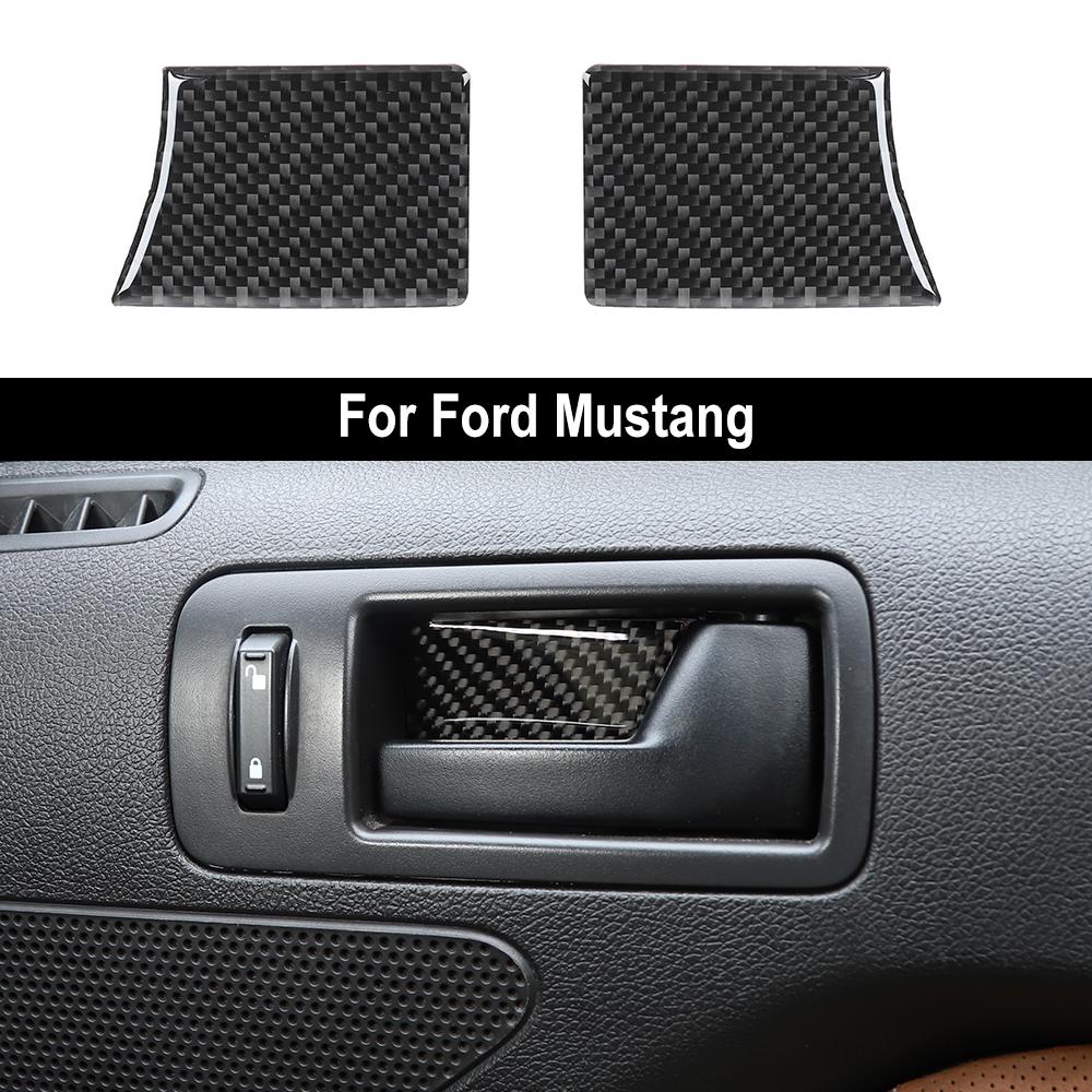 Inner Door Handle Bowl Trim Decal Sticker For Ford Mustang 2009-13 Carbon Fiber