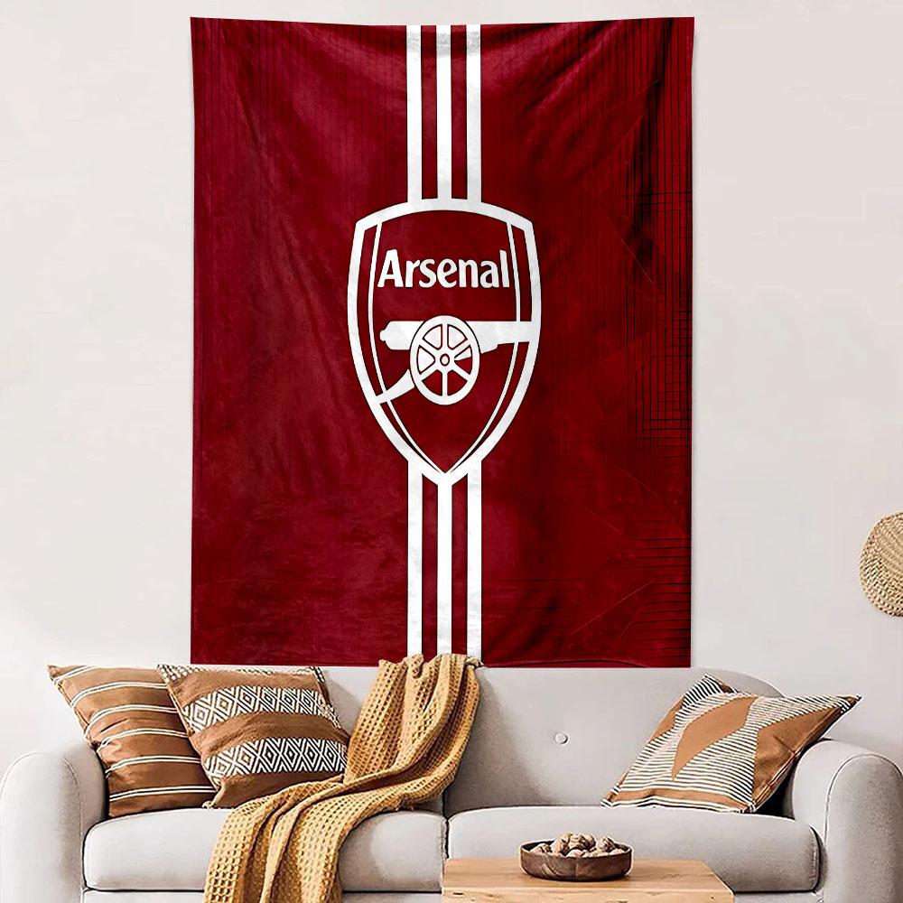 Arsenal Logo on Red Background Patterned tapestry home decor, suitable for bedroom and living room, gift