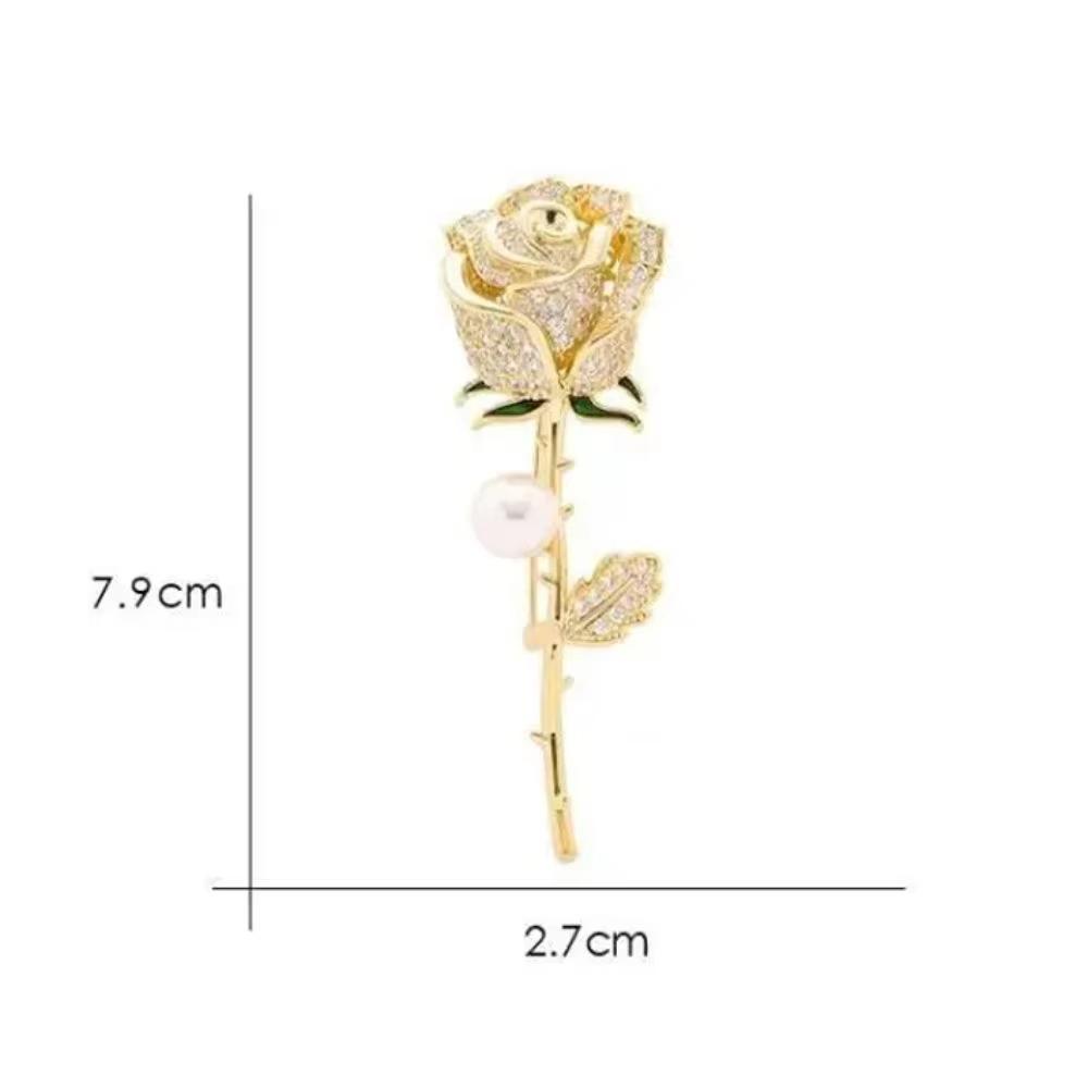 Элегантная Брошь-Роза с Жемчужной Акцентировкой и Стразами для Пальто Костюма Пиджака Аксессуар Модная Бижутерия Булавка