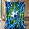 Energetic Soccer Ball Art Theme blanket Lightweight Warm Flannel Blanket Decorative Throw Blanket for Home Decoration