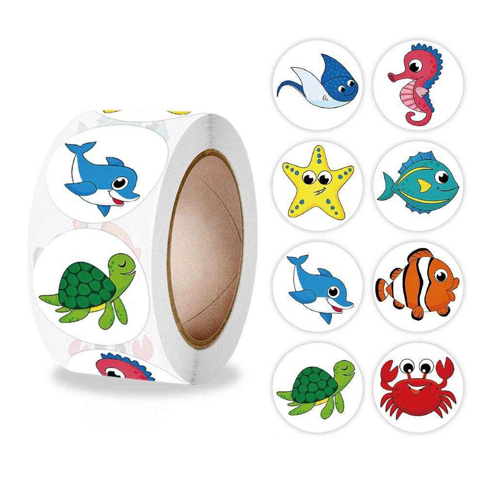 500Pcs/Roll Cartoon Animals Reward Stickers 2.5cm/1.0'' Diy Adorn Gifts Decoration Graffiti Game Art Labels Learning Rewards