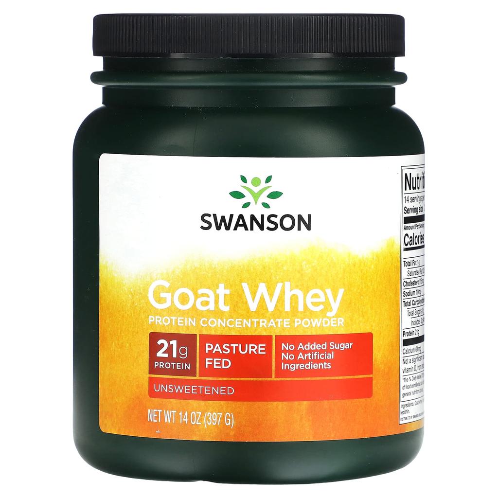 Swanson, Goat Milk Whey Protein Powder, Unsweetened, 14 oz (397 g)