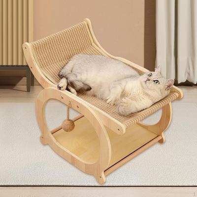 Лежанка для кошек с интерактивной игрушкой и приподнятым спальным местом
