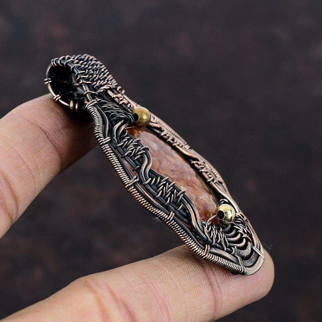 Sunstone Pendant Copper Wire Wrapped Pendant Sunstone Copper Jewelry Handmade Gemstone Pendant Designer Jewelry Antique Pendant Gift For Him