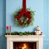 Рождественские Мини-Шкафчики Венок Искусственный Венок из Сосны Норфолк с Ленточными Бантами Красные Ягоды Шишки Маленький Кухонный Венок для Окна Передней