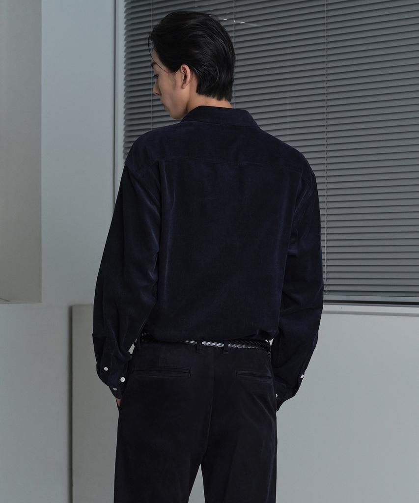 MUSINSA STANDARD Relaxed 16W Corduroy Shirt [Navy]