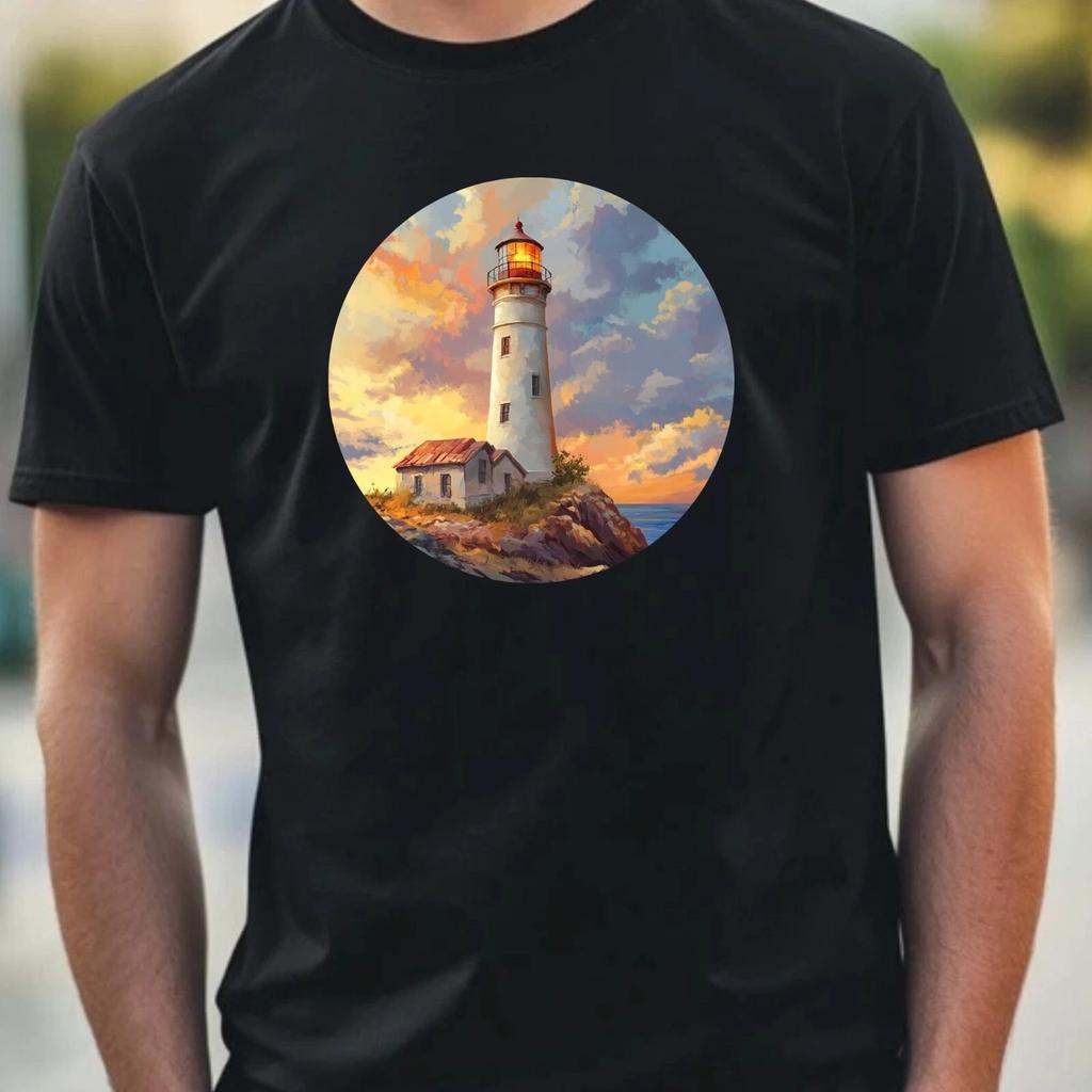 T-Shirt Herren Leuchtturm Portrait Motiv Baumwolle Größe XS bis 5XL