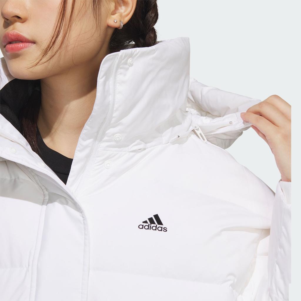 Adidas Длинная спортивная повседневная куртка с капюшоном с буквенным принтом Женская куртка белого цвета IV7557