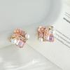 Spring and summer super fairy flower geometric crystal stud earrings small fresh and sweet pearl earrings light luxury high-end zircon earrings