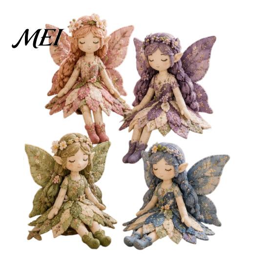 Vintage Garden Fairy Craft Patchwork DIY Kit, Flower Fairies Sewing Make 4 Kit Dolls, Beginner-Friendly Project for Home Decor Handmade Gift