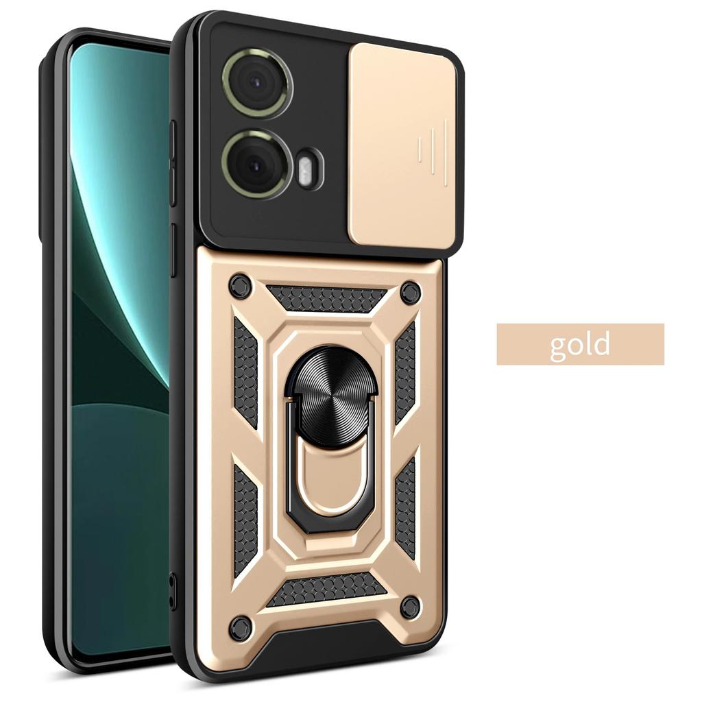 Противоударный бронированный чехол для Motorola Edge 50 40 NEO 30 Pro Ultra Fusion G04 G34 G84 G54 G42 с кольцом-держателем и сдвижной крышкой для защиты объектива