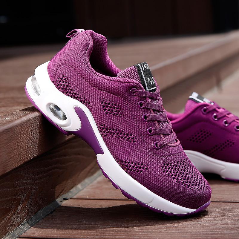Large Size Summer New Women's Shoes Fashion Air Cushion Sports Shoes Trend Casual Women's Shoes Breathable Fly-woven Mesh Shoes