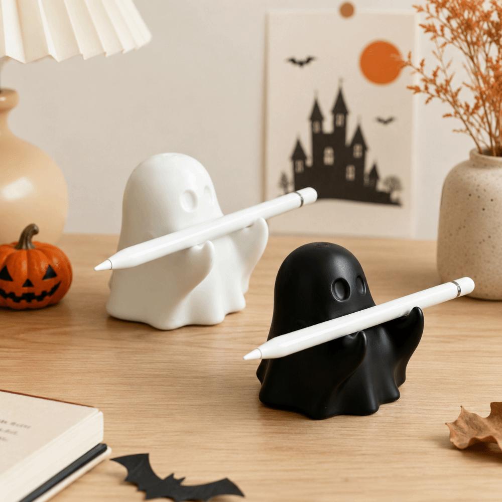 3D Printed Ghost Pen Holder Cute Mini Ghost Statue Unique Halloween Pen Rack Birthday Gift